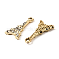 UVメッキ合金ラインストーンペンダント  タワー  ゴールドカラー  23.5x12x3mm  穴：1.8mm&nbsp;FIND-A054-07G