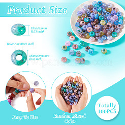 クリアクラックアクリルビーズ  ロンデル  ミックスカラー  14x8.5mm  穴：5.5mm&nbsp;CACR-TAC0003