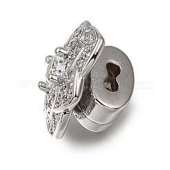 真鍮マイクロペーブクリアキュービックジルコニアスライドチャーム  花  ニッケルフリー  プラチナ  14x13.5x10mm  穴：1mm&nbsp;CU-CBA4292-01P