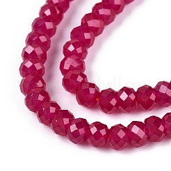 研究室で作られた赤いコランダムビーズ連売り  多面カット  ロンデル  3x2mm  穴：0.5mm  約180個/連  15.35インチ（39cm）&nbsp;G-G106-A45-06
