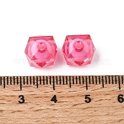 透明なアクリルビーズ  二層ビーズ  多面カットキューブ  濃いピンク  10x9x9mm  穴：2mm  約1050個/500g&nbsp;TACR-S112-10mm-18
