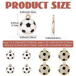 合金エナメルチャーム  ラインストーン付き  スポーツボールチャーム  ライトゴールド  サッカー  17~21.5x13.5~18.5x2~3mm  穴：1.6~2mm  30pc&nbsp;FIND-FS0005-04A