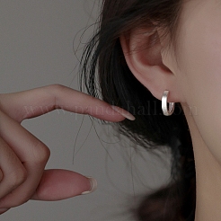 女性用高級シルバーフープピアス999個  スタンプ999個付き  銀  14x2.5mm&nbsp;EJEW-G372-01S