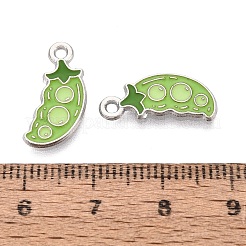 合金エナメルチャーム  エンドウ豆のさやのチャーム  プラチナ  17.5x8x1.5mm  穴：1.5~1.6mm&nbsp;ENAM-Q003-14P