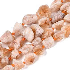 生の粗い天然シトリンビーズ連売り  ナゲット  加熱  7~20.5x6~17x6~17mm  穴：0.9~1.2mm  約26~32個/連  16.54インチ（42cm）&nbsp;G-N362-10A-01