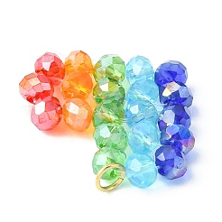 ガラスチャーム  本物の18Kゴールドメッキのステンレススチールループ付き  ハートチャーム  カラフル  21x24x4mm  穴：2.5mm&nbsp;PALLOY-TA00060