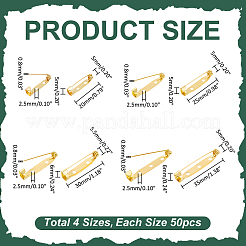200種類のスタイルのアイアンバックバーピン4個  長方形  ゴールドカラー  20~35x5~5.5x5~6mm  穴：2.5mm  50個/スタイル&nbsp;IFIN-ME0001-21B