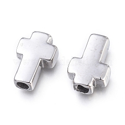 変色しにくい304ステンレススチールビーズ  クロス  ステンレス鋼色  14~15x10x4mm  穴：2.7mm&nbsp;STAS-M274-075P