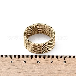201 ステンレススチール指輪  ユニセックスのワイドバンドリング  イオンプレーティング（ip）  ゴールドカラー  10mm  内径：21mm&nbsp;RJEW-H242-01C-G