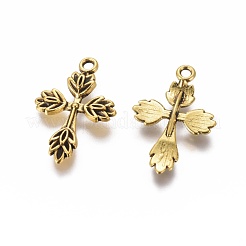 チベットスタイル合金ゴシックペンダント  クロス  カドミウムフリー＆鉛フリー  アンティーク黄金  25x16x2mm  穴：2mm&nbsp;GLF0175Y