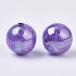 ABカラー透明クラックルラウンドアクリルビーズ  暗紫色  20mm  穴：2.5mm  約108個/500g&nbsp;CACR-S006-05