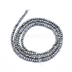 電気メッキガラスビーズセット  フルメッキ  多面カット  そろばん  プラチナメッキ  2x1.5~1.6mm  穴：0.8mm  約220~230個/連  13~14.4インチ（33~36.8cm）。&nbsp;GLAA-F079-A-FP03