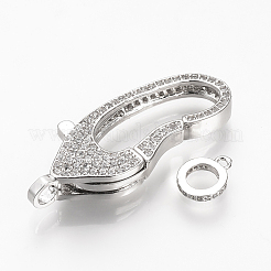 真鍮マイクロパヴェキュービックジルコニアカニカン  プラチナ  43x16x6.5mm  穴：1~3mm&nbsp;ZIRC-S058-12P