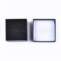 厚紙のジュエリーボックス  リングのために  ピアス  ネックレス  内部のスポンジ  正方形  ブラック  5~5.1x5~5.1x3.3~3.4cm&nbsp;CBOX-S021-002C
