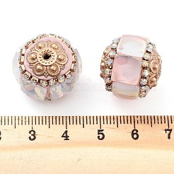 手作りのインドネシアビーズ  合金と  樹脂とガラス  四角い丸  ゴールドカラー  ミックスカラー  20.5x18mm  穴：2mm&nbsp;FIND-Q106-39