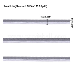 反射布テープストリップ  衣装バッグ縫製エッジストリップ用  縫製アクセサリー  グレー  9x2mm  約100 M /バンドル&nbsp;FIND-WH0051-92