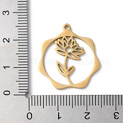 304ステンレスペンダント  花  ゴールドカラー  23.5x21.5x1mm  穴：1.5mm&nbsp;STAS-P338-01H-G