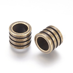 304ステンレススチールビーズ  大穴ビーズ  スジ入りビーズ  コラム  ミックスカラー  10x8mm  穴：6.5mm&nbsp;STAS-E144-030