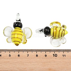 手作りランプワークペンダント  ミツバチのチャーム  きいろ  37.5x30x12.5mm  穴：4.5mm&nbsp;LAMP-C026-03