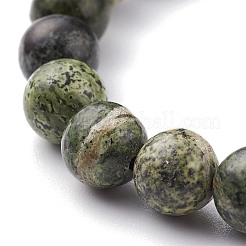 ナチュラルグリーンゼブラジャスパービーズブレスレット  ラウンド  3/8インチ（0.9cm）  内径：2-1/2インチ（6.3cm）&nbsp;BJEW-JB06470