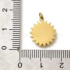 304ステンレススチールエナメルチャーム  丸カン付き  18KGP本金メッキ  イオンプレーティング（ip）  太陽  15x13x1.5mm  穴：2.5mm&nbsp;STAS-R153-09G-02