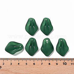 透明つや消しアクリルパーツ  花弁  濃い緑  24x17x4mm  穴：1.8mm&nbsp;MACR-S371-03A-735