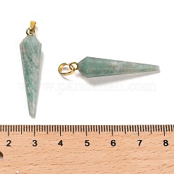 天然混合石尖ったペンダント  金メッキのバーが付いたファセットコーンチャームはベイルにスナップします  35~35.5x8~8.5mm  穴：6.5x4mm&nbsp;G-D089-01G