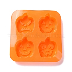 ハロウィンテーマのカボチャケーキデコレーション食品グレードのシリコーン型  フォンダン型  チョコレート用  キャンディ  UVレジンとエポキシレジンのクラフト作り  ダークオレンジ  165x165x24mm  内径：65x59mm&nbsp;DIY-E067-01
