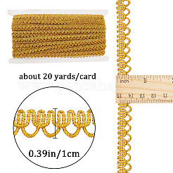 エスニックスタイルのポリエステルレースリボン  キラキラ波状レーストリム  服飾材料  ゴールド  3/8インチ（10mm）&nbsp;OCOR-WH0020-18A
