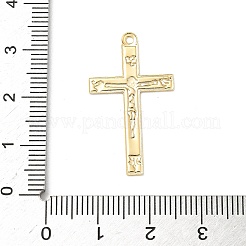 真鍮チャーム  鉛フリー＆カドミウムフリー  十字架  24KGP本金メッキ  30x17x0.5mm  穴：1.4mm&nbsp;KK-H083-06G