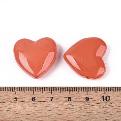 染色・加熱された模造翡翠ガラスビーズ  ハート  トマト  24x24.5x9~9.5mm  穴：1.6mm&nbsp;GLAA-T023-44E