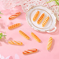 樹脂製ミニ朝食用フードペンダントセット10個  バゲットチャーム  プラチナアイアンループ付き  ミックスカラー  40~42x8.5~9.5x6~8mm  穴：1.8mm&nbsp;FIND-TA0008-32