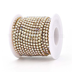 鉄ラインストーンカップチェーン  スプールで  ゴールドカラー  紺碧  3.5x3.5x3mm  約30.00フィート（9.14m）/ロール&nbsp;CH-T006-03A-04