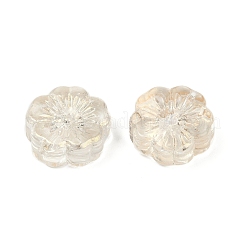 透明ガラスビーズ  花  焼き付け塗料  透明  14x14.5x5.5~6mm  穴：1.2mm&nbsp;DGLA-E004-01B