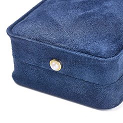 ベルベットペンダントボックス  アクリルパール付き  長方形  結婚式のための  ジュエリー収納ケース  ダークブルー  4x3x1-1/2インチ（10x7.6x3.9cm）&nbsp;VBOX-A004-03B