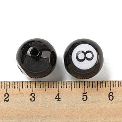 不透明なアクリルビーズ  8ボールビリヤード  ブラック  15.5x15mm  穴：2.8mm&nbsp;SACR-G039-01A
