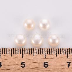 天然な培養された淡水パールビーズ  グレード3 A  片穴  ロンデル  フローラルホワイト  5x4mm  穴：0.8mm&nbsp;X-PEAR-P056-059B