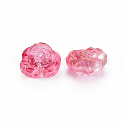 透明ガラスビーズ  染め＆加熱  ゴールドグリッターパワーで  ローズ  淡いバイオレットレッド  12.5x14x9mm  穴：1.2mm&nbsp;X-GLAA-S190-022-D01