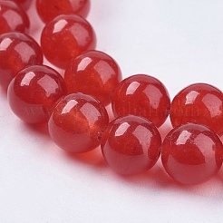 天然石ホワイトジェイドビーズ連売り  染め  ラウンド  レッド  8mm  穴：1mm  約48個/連  14.9インチ&nbsp;X-G-R165-8mm-15