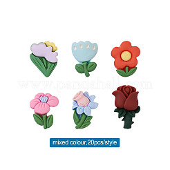 オペーク樹脂カボション  花  ミックスカラー  29x18x6mm  120個/セット&nbsp;CRES-TA0001-04