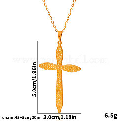304ステンレススチール製テクスチャードクロスネックレス（女性用）  18KGP本金メッキ  17.72インチ（45cm）&nbsp;ER4346-2