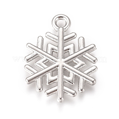 合金ペンダント  スノーフレーク  クリスマスのために  プラチナ  19.8x15.2x1.7mm  穴：1.6mm&nbsp;PALLOY-L228-014P