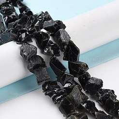 未加工の天然黒曜石ビーズ連売り  ナゲット  4~11x4.5~14.5x4.5~14.5mm  穴：0.8mm  約41~43個/連  15.35~15.94''（39~40.5センチメートル）&nbsp;G-B065-C20
