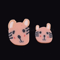 手作りポリマークレイ子猫ネイルアートデコレーションアクセサリー  ガラスびんとccbプラスチックボトルストッパー付き  漫画の猫ヘッド  ライトサーモン  4~9x4~6x0.5~1mm&nbsp;MRMJ-S046-001F