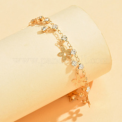 女性用鉄製ガラス製フラワータッセルアンクレット  透明  ゴールドカラー  8-1/4インチ（210mm）&nbsp;WGB596B-01