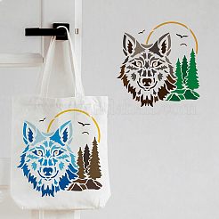プラスチック再利用可能な描画絵画ステンシル テンプレート  スクラップブック紙、壁、布、床、家具、木材にペイントするため  正方形  キツネの模様  300x300mm&nbsp;DIY-WH0172-259