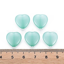 透明なアクリルビーズ  染め  ハート  ミディアムアクアマリン  13.5x14x6mm  穴：1.5mm  約235個/152g&nbsp;LS-TACR-S154-54E-02