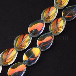 透明電気めっきガラス ビーズ 連売り  ABカラーメッキ  ティアドロップ  クリアAB  18.5x12.5x6mm  穴：1mm  約40個/連  29.29インチ（74.4cm）&nbsp;EGLA-C001-AB01