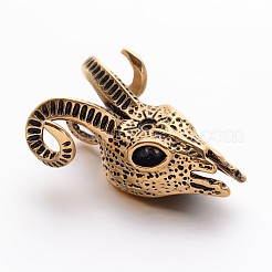 レトロな304ステンレススチールのヤギの頭蓋骨ペンダント  ミックスカラー  49x35x22mm  穴：7mm&nbsp;STAS-E094-11