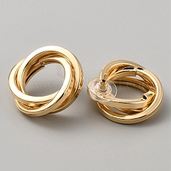 女性用アイアンツイストノットスタッドピアス  ゴールドカラー  28.5mm&nbsp;EJEW-WH0004-106A